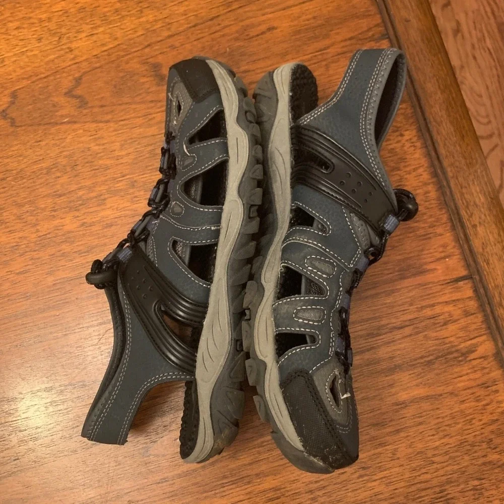 Ozark Trail Men's Sport Hiking Sandals Shoes Quick Lace Outdoor Gray Blue Mens 9